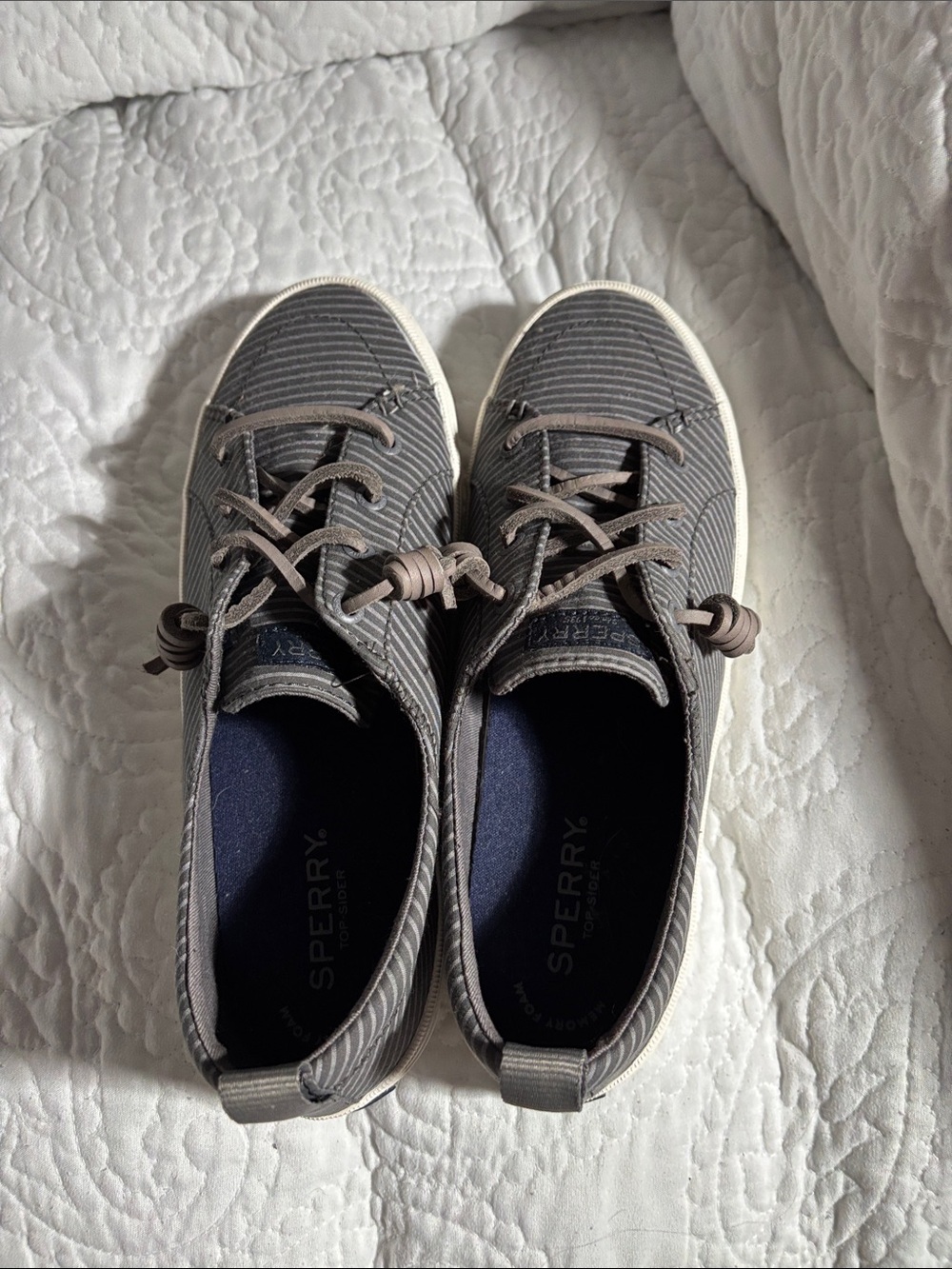 Sperry women’s  Gray Stripe Slip-On Sneakers